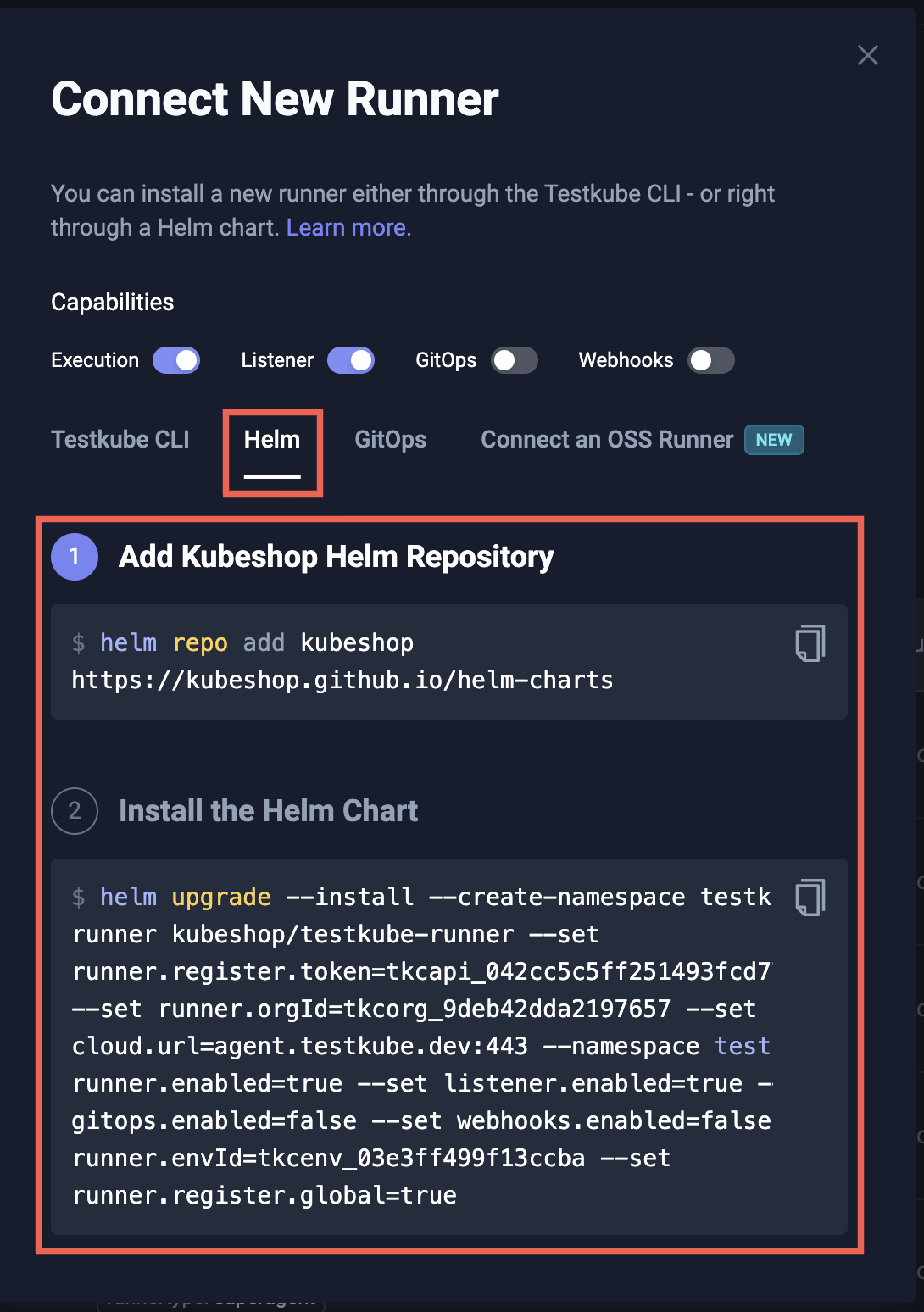Create self-registering Runner UI