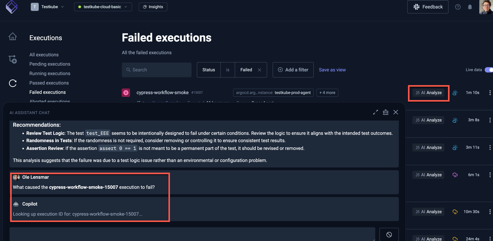 AI Analyze prompt in AI Assistant