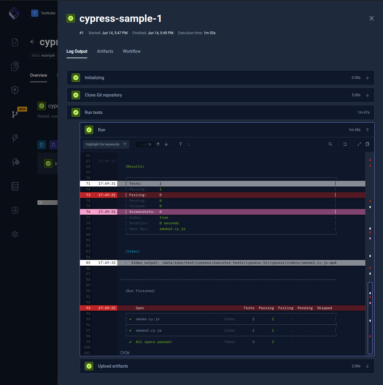 Basic Cypress Framework Example | Testkube Documentation