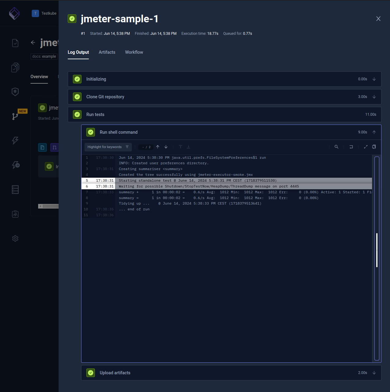 JMeter Framework Log Output