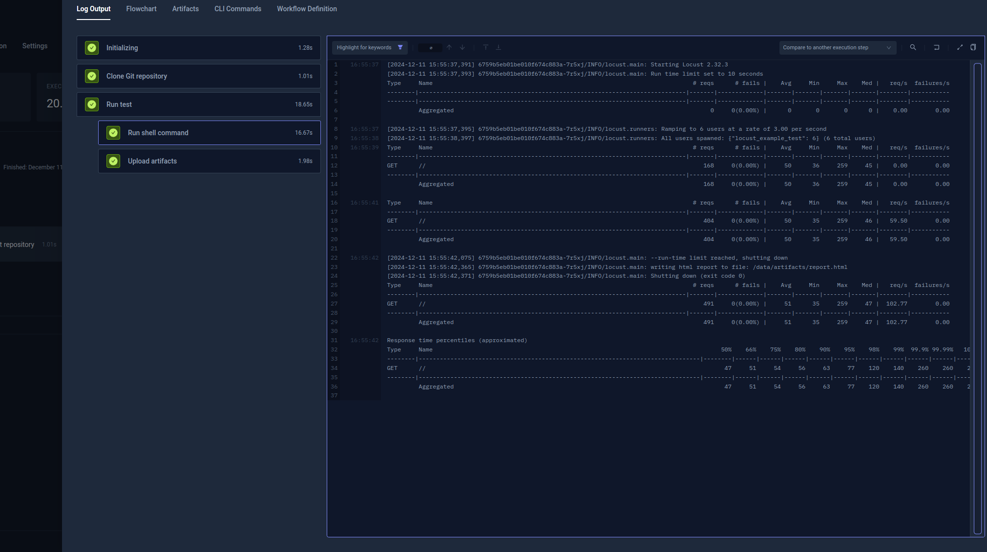 Locust Log Output