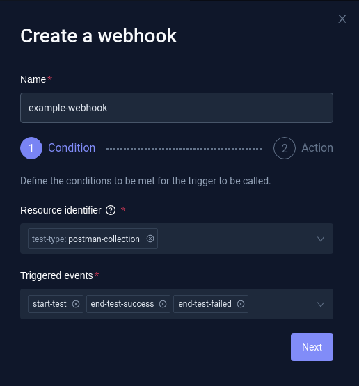 Dashboard webhook - create dialog 1
