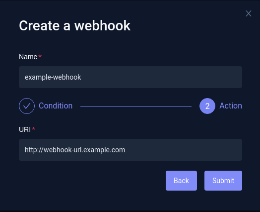 Dashboard webhook - create dialog 2
