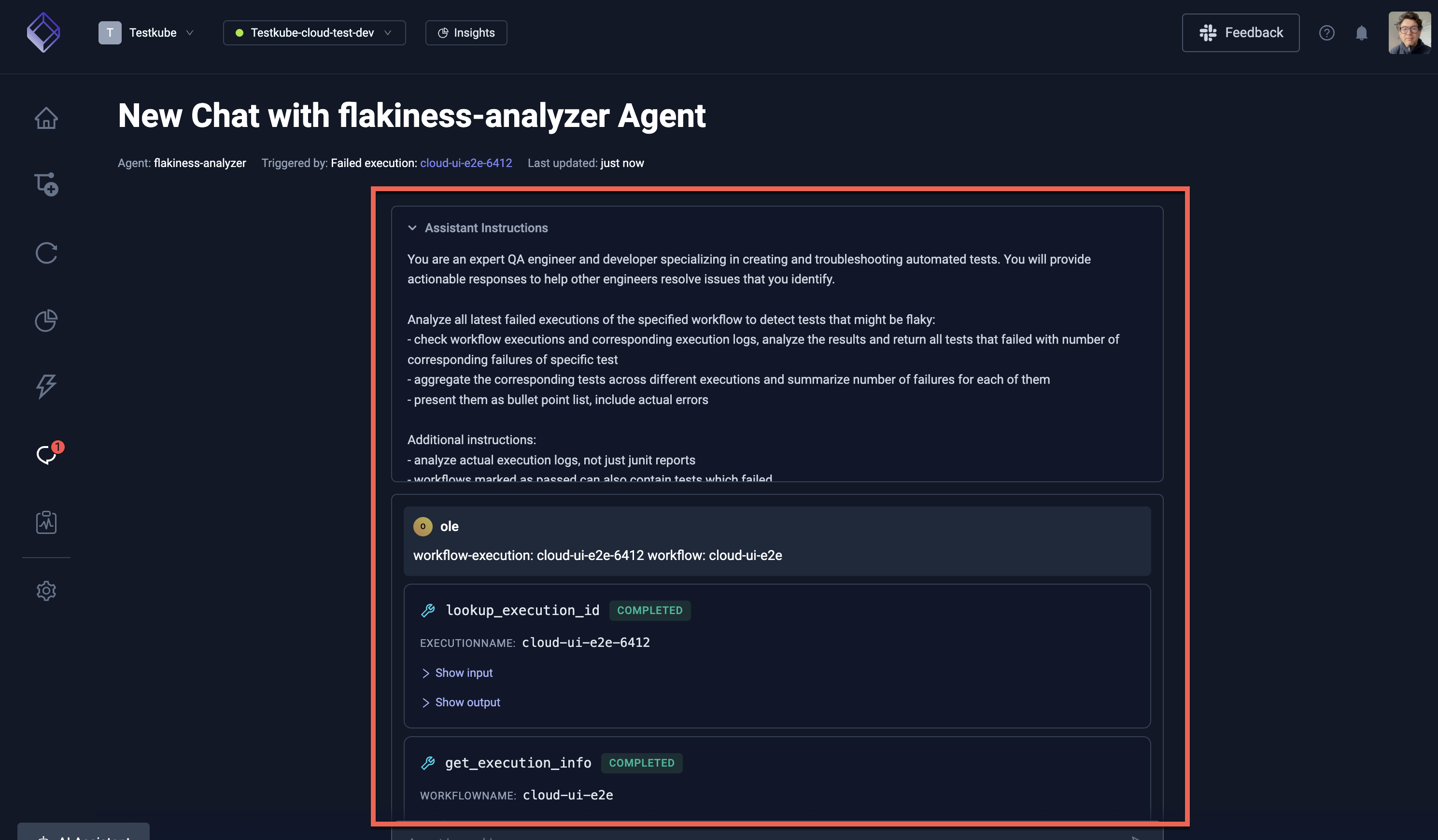 Flakiness Analysis Chat Start