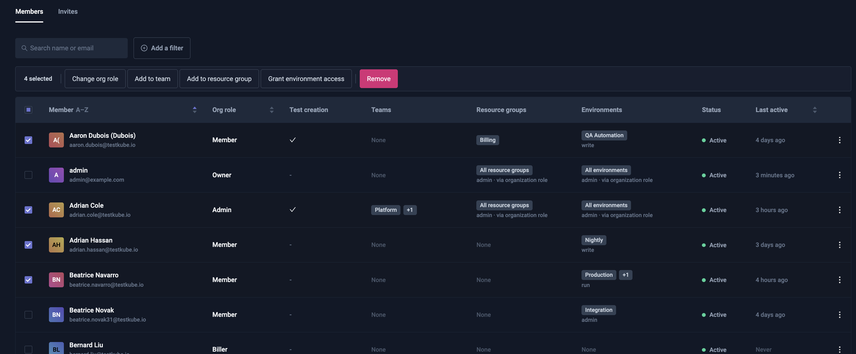 Bulk actions