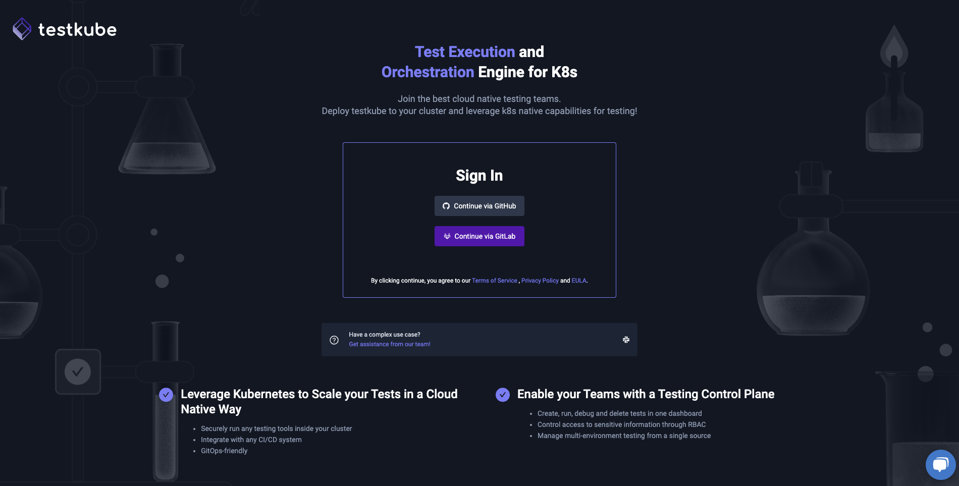 Sign in to Testkube