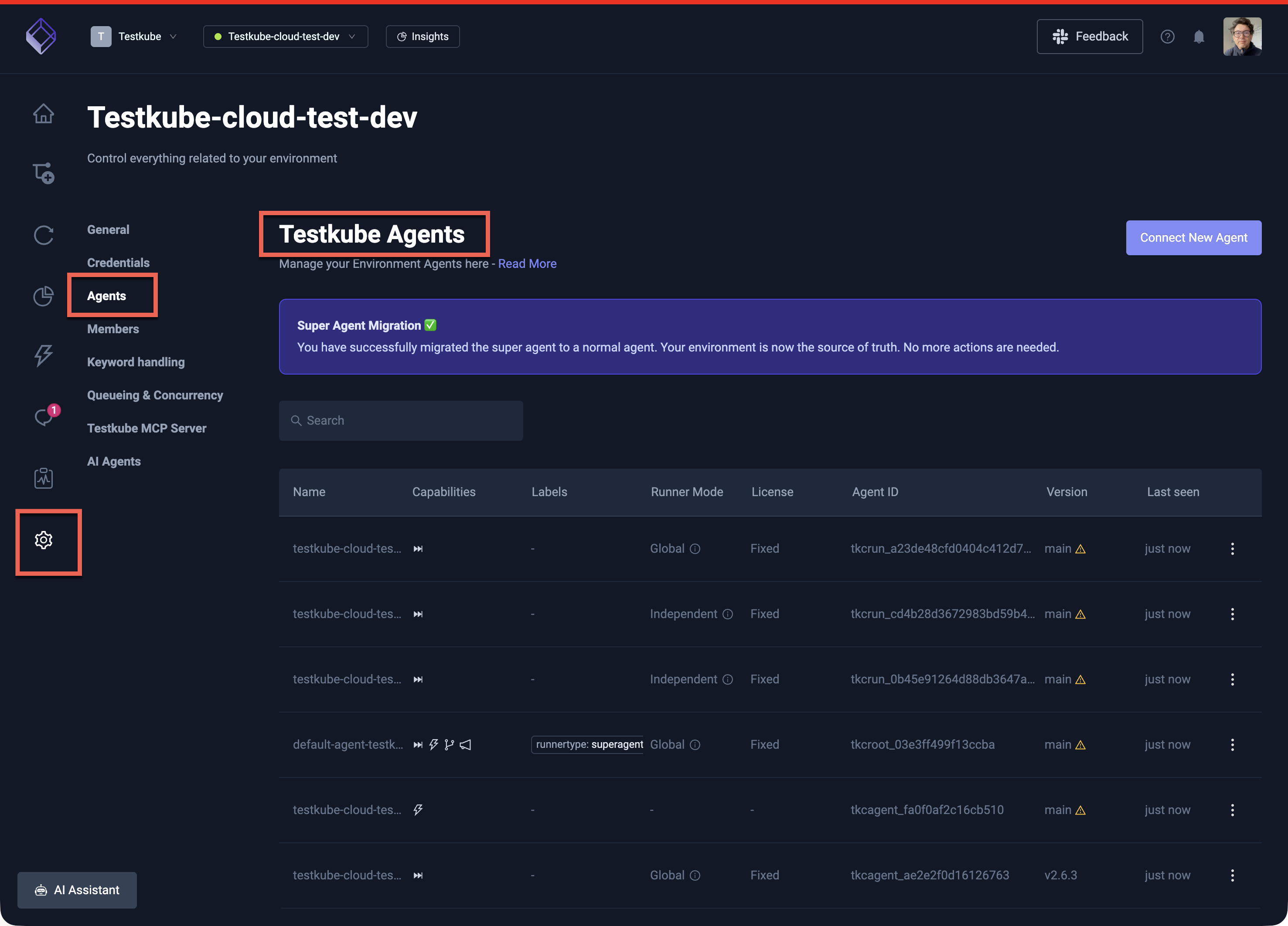 Testkube Agents Panel