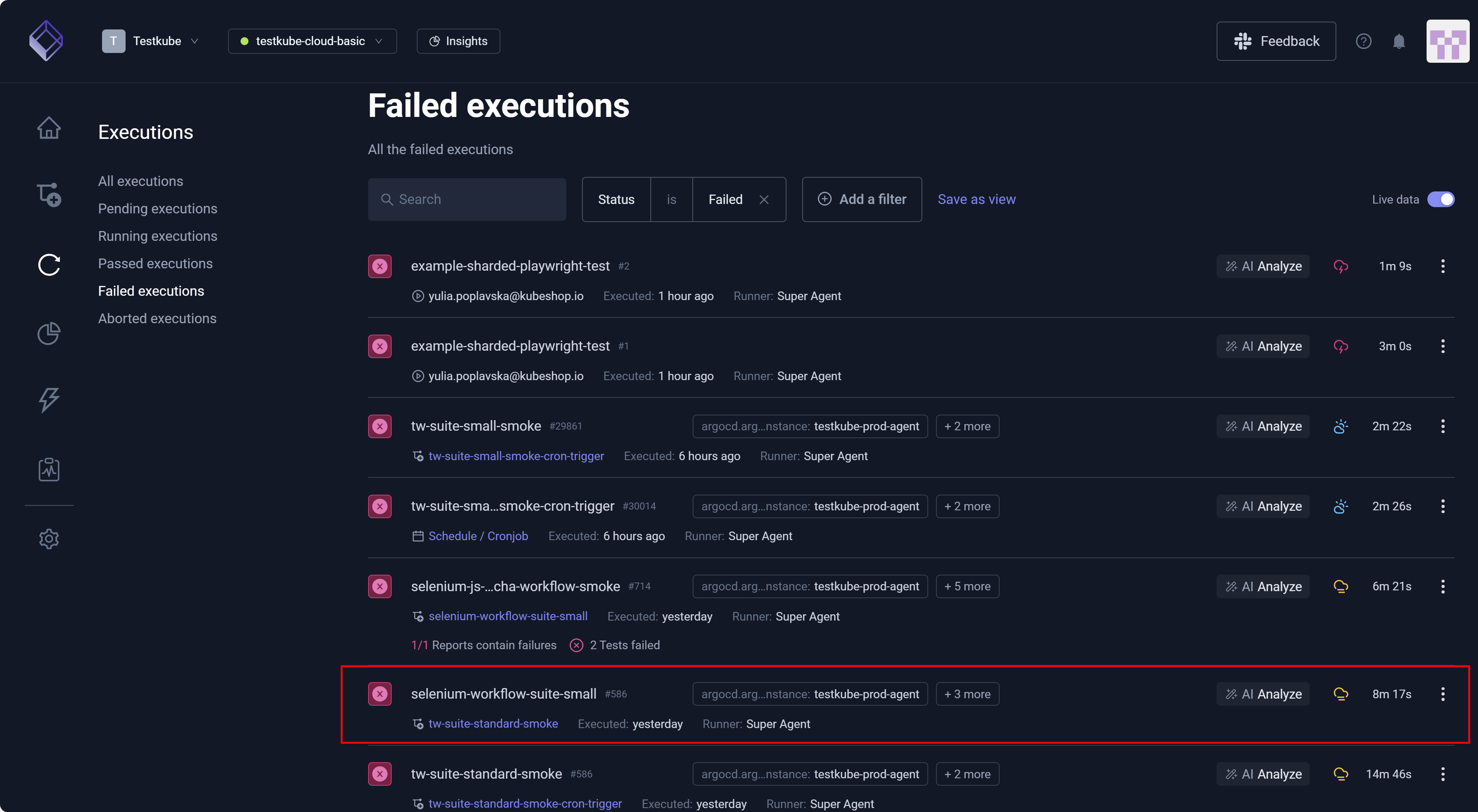 Failed Executions