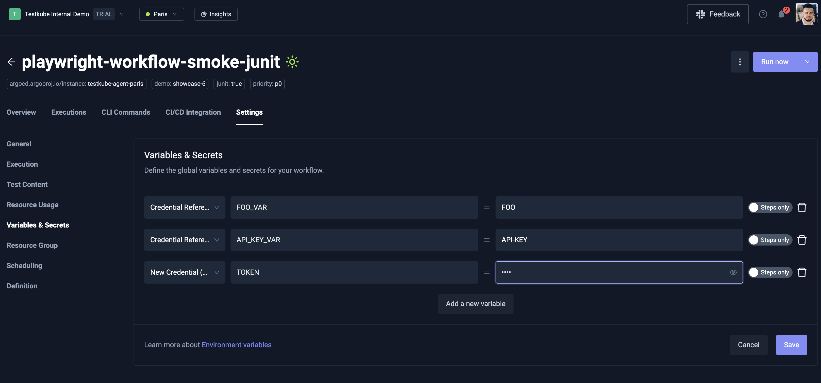 Workflow credentials