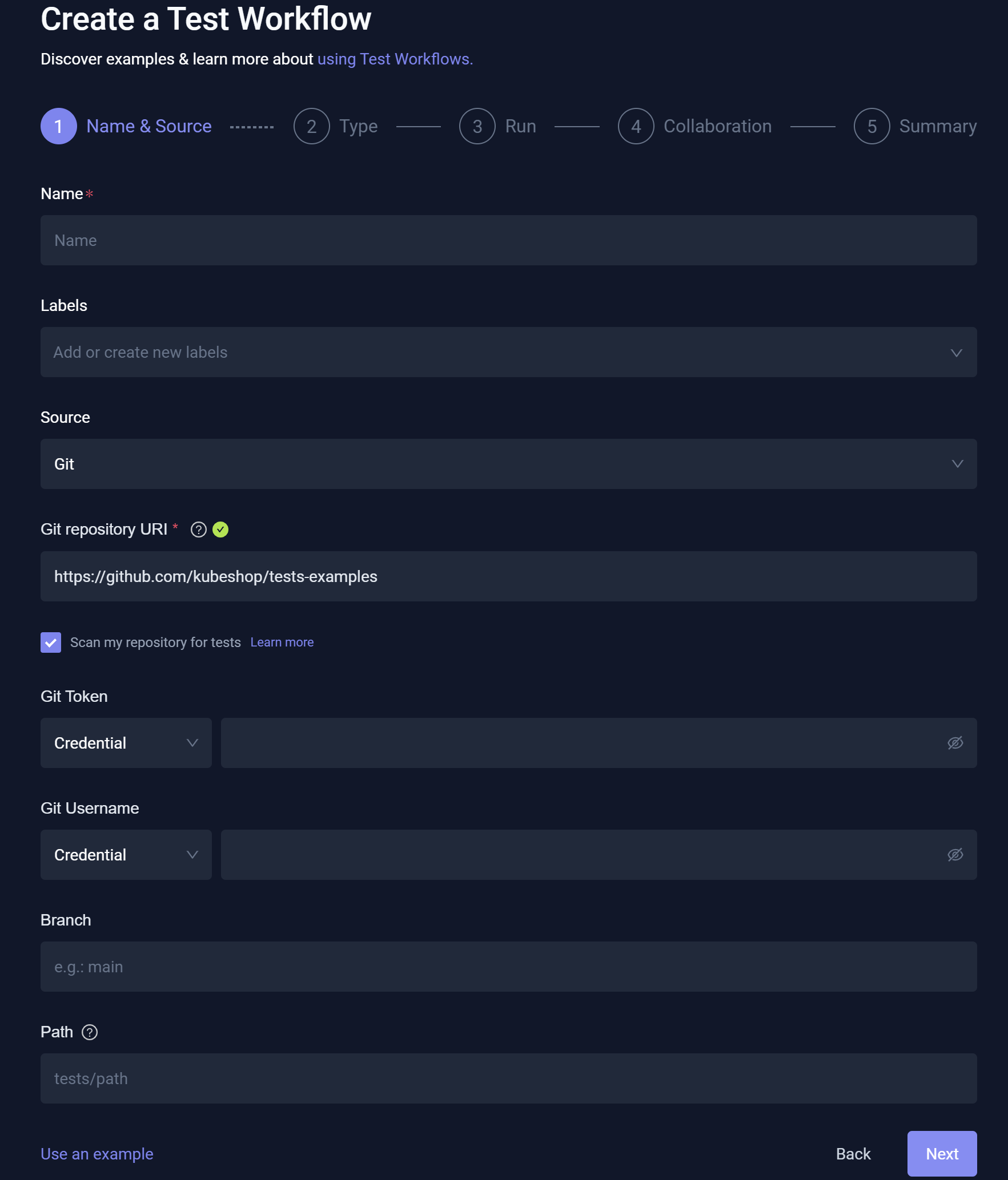 Workflow Wizard - Git Source