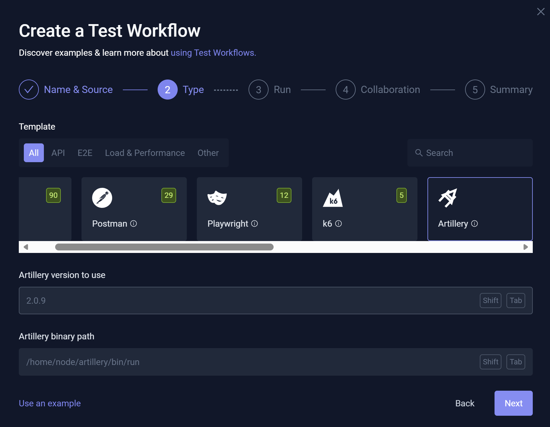 Workflow Wizard – Select Type