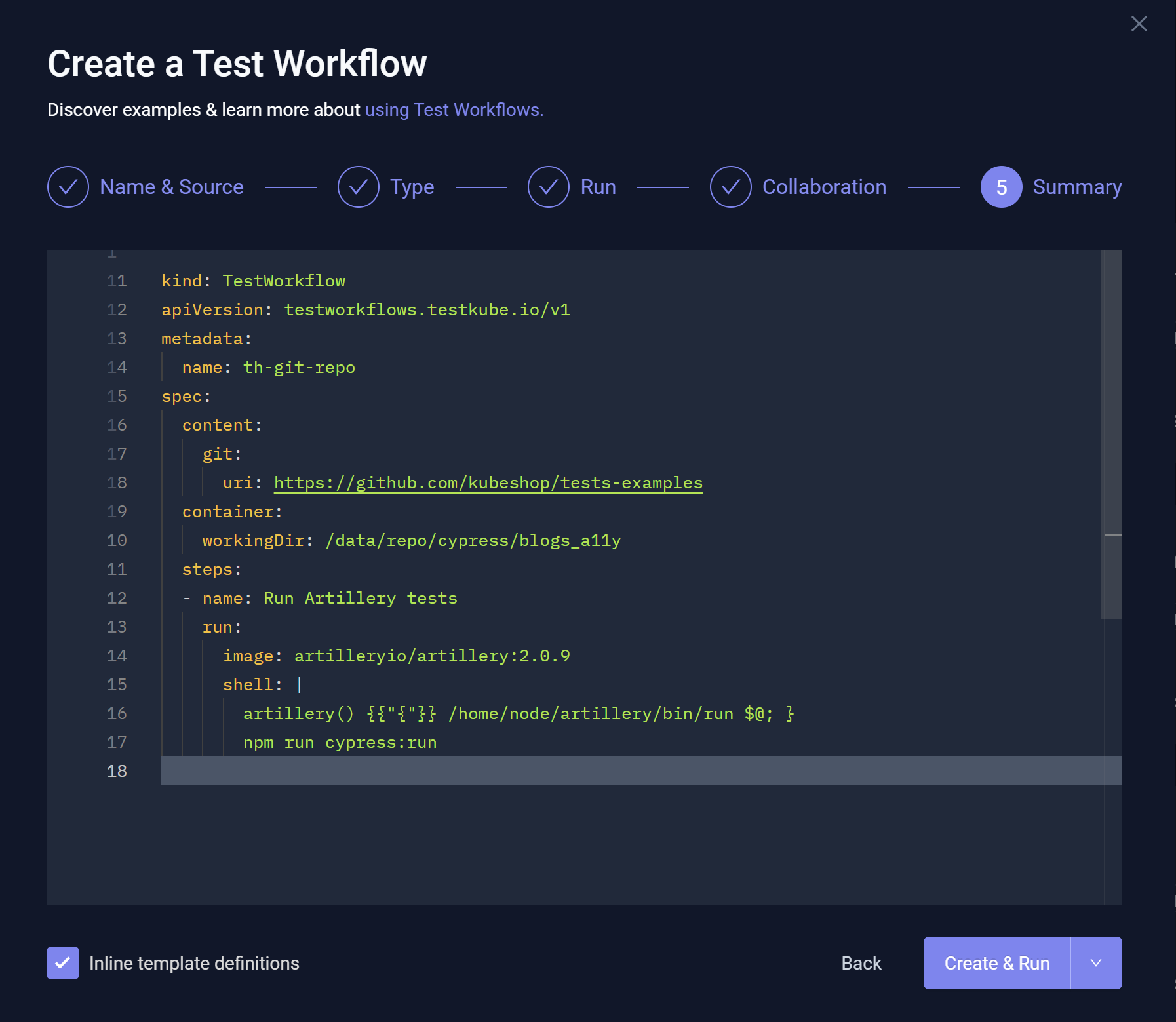 Test Workflow Wizard Summary Inline Template Definitions