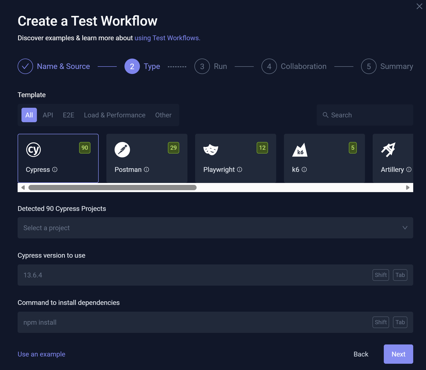 Workflow Wizard – Test Type